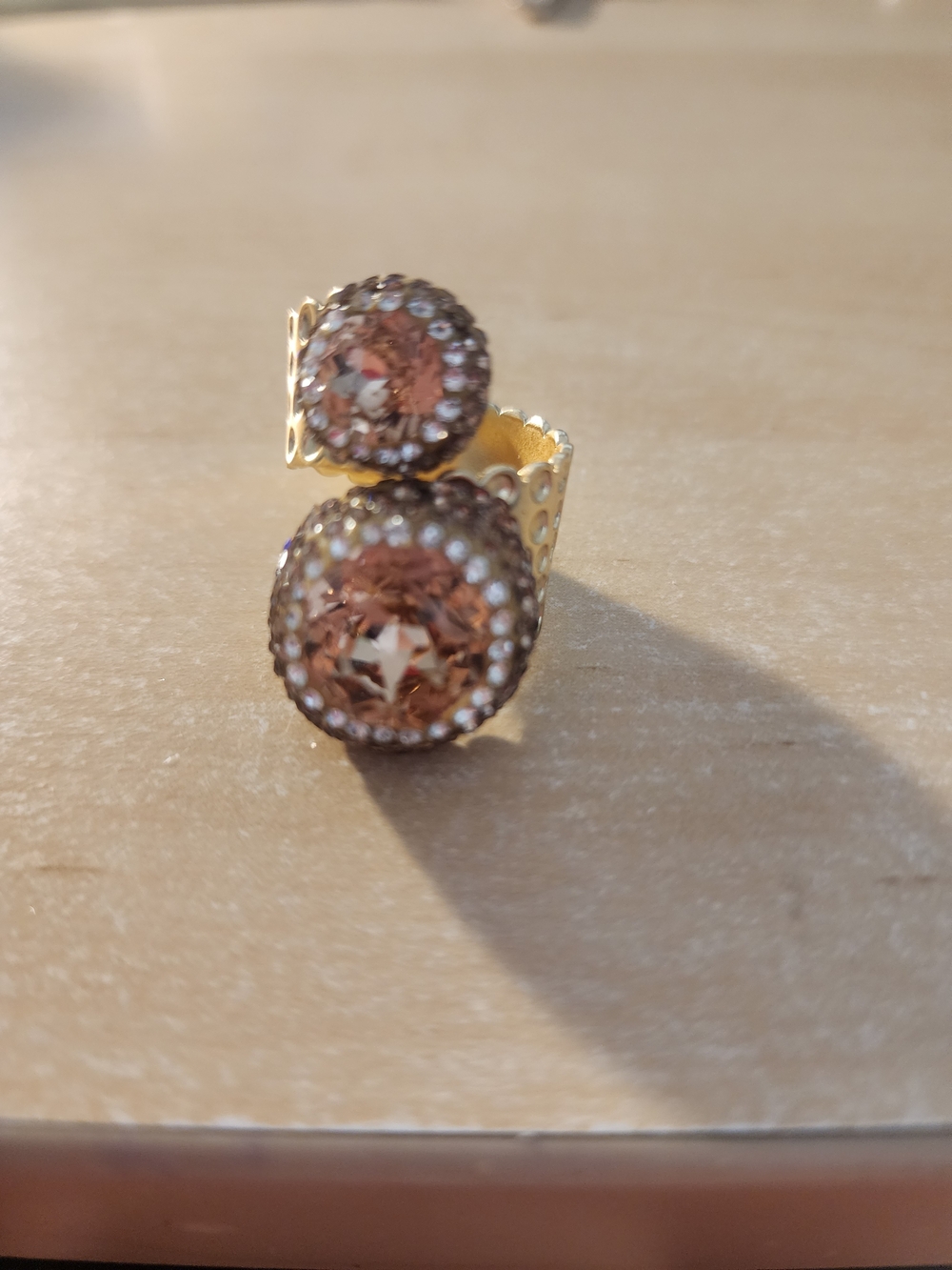 Gold-Tone Bronze Crystal Ring